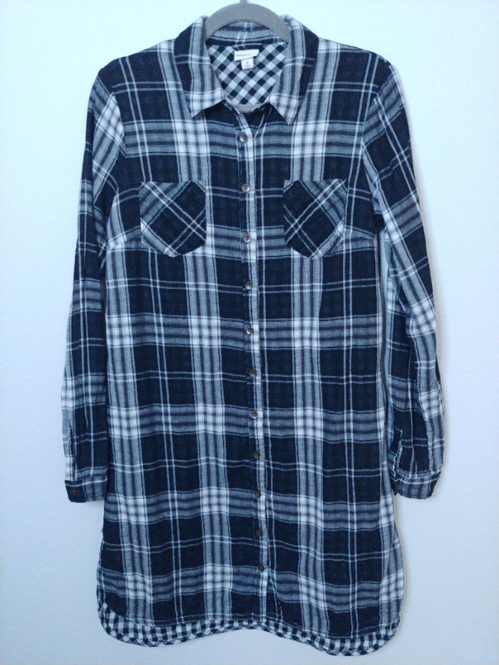 Merona Black Plaid Button-Up Dress